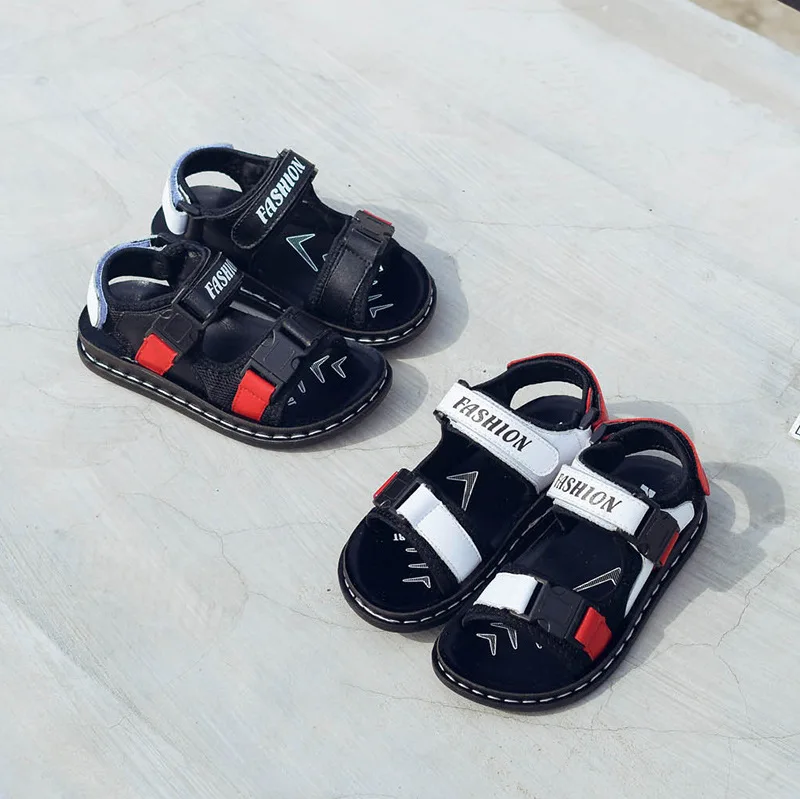 KINE PANDA/летние детские пляжные сандалии для мальчиков; детская обувь из натуральной кожи с открытым носком; повседневные спортивные сандалии для мальчиков; школьная обувь; 26-37