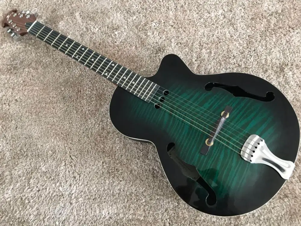 acoustic guitar Ovation round plastic back Green Flamed