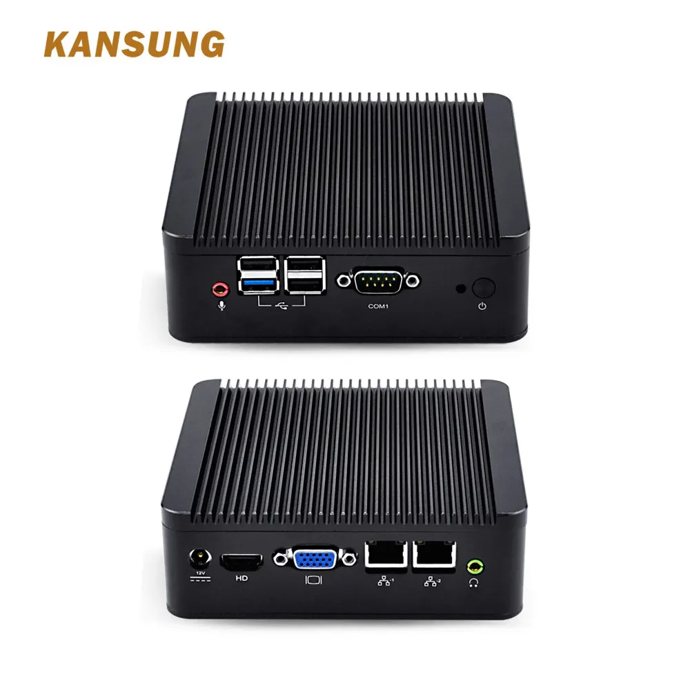 Мини ПК KANSUNG с Ubuntu Linux Windows Baytrail четырехъядерным процессором J1900 2 гигабитной Lan