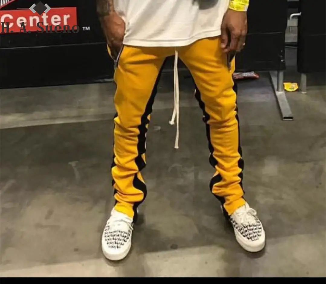 blue and yellow track pants