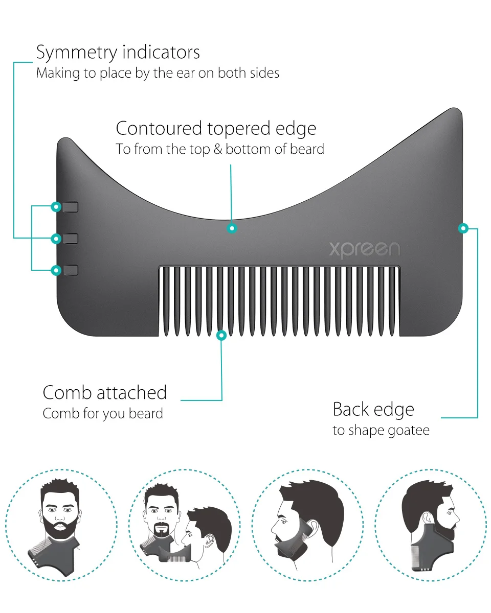 2 шт., Xpreen, высокое качество, щетка для волос, расческа для бороды, для укладки, для придания формы, триммеры, расчески для мужчин, расческа для бороды, усы, челюсти, линия для укладки