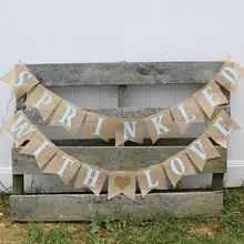 Пользовательские посыпанные с любовью пол раскрывает детский душ мешковины баннеры детская комната знаки вечерние тканевые гирлянды фото реквизит