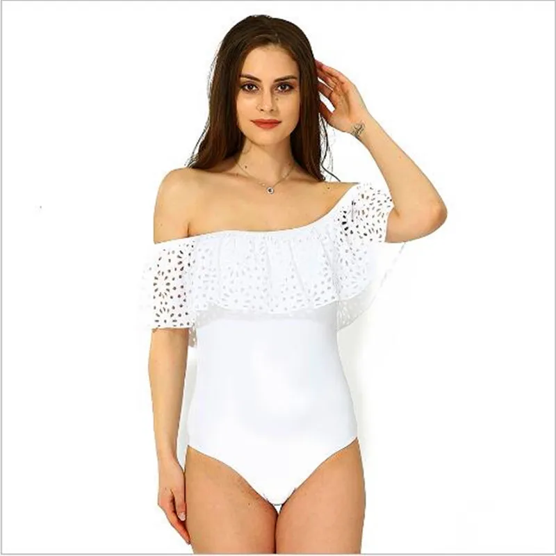 2017 Sexy Кружева Рюшами One Piece Купальники Боди Push Up Женщины Купальник Стринги