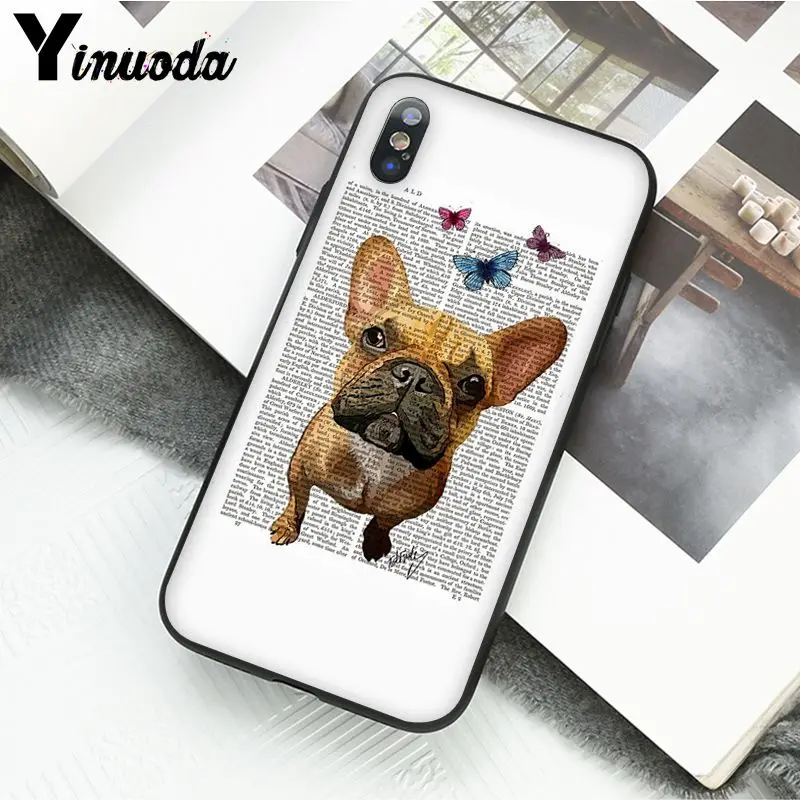 Book newspaper background Cute French Bulldog