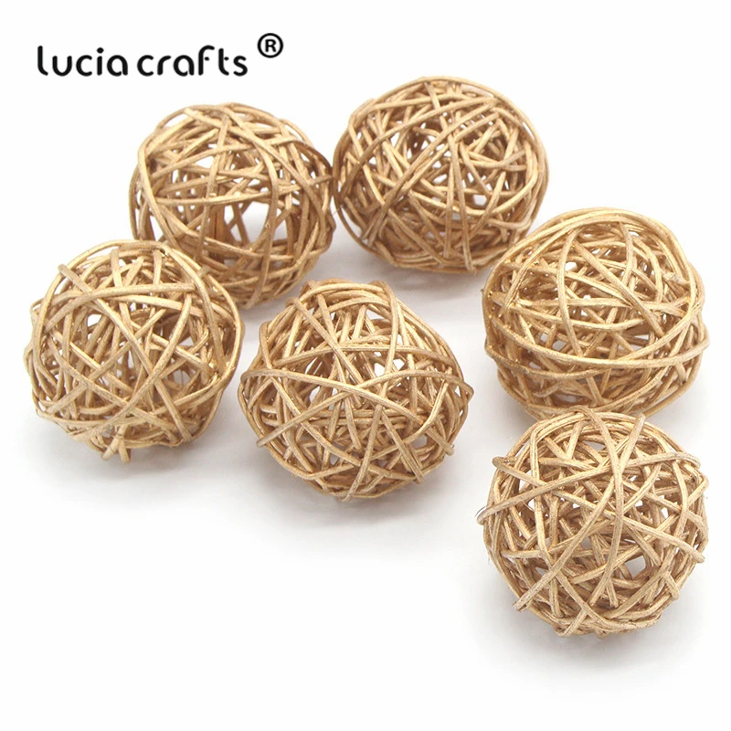 Lucia crafts 6 шт 3 см/5 см Золотой винтажный Плетеный тростниковый шар Рождественский домашний сад патио орнамент DIY материалы для украшения M0804