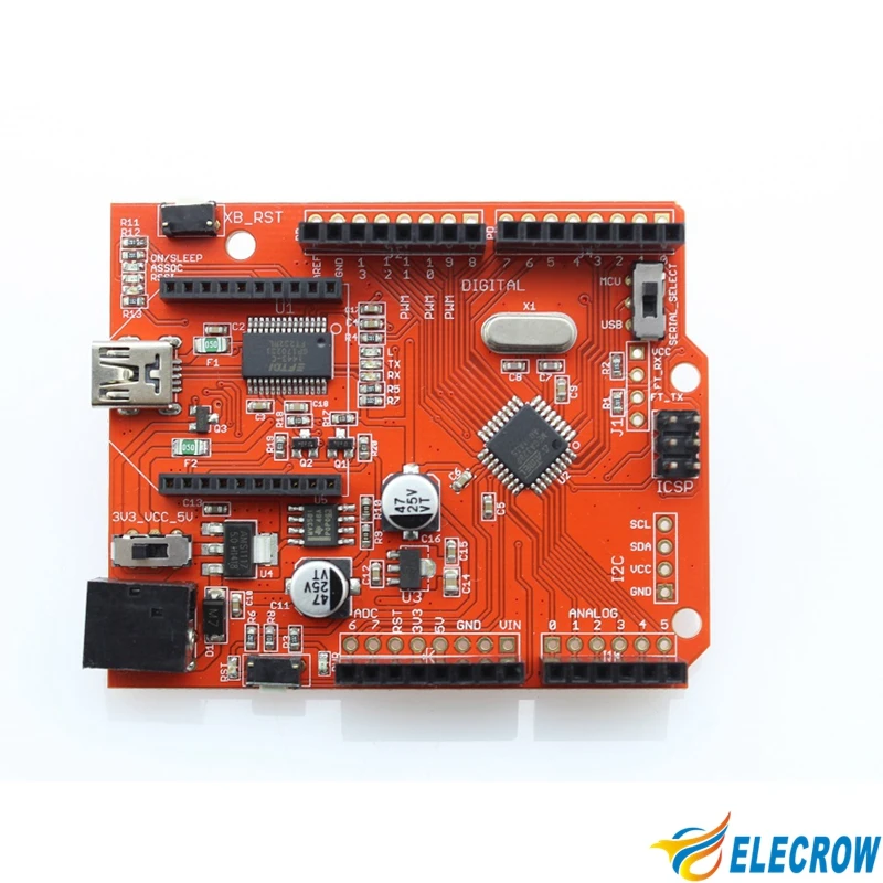 Elerow Crowduino с ATMega 328 V1.1 для Arduino совместимый микроконтроллер автоматическим