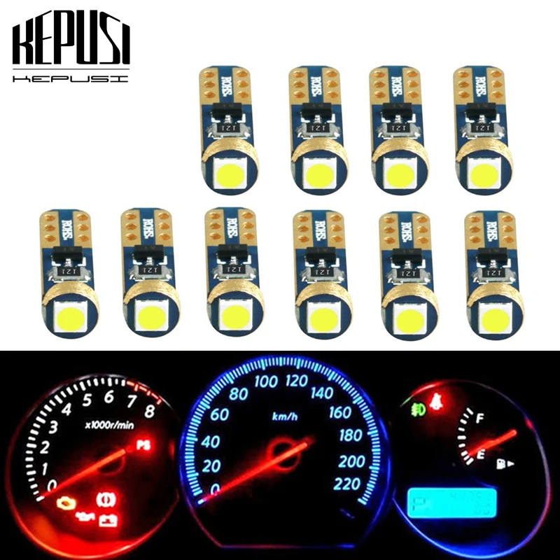 10 шт W3W T5 1 SMD 3030 автомобилей Светодиодный Лампы Canbus Ошибка Бесплатный инструмент