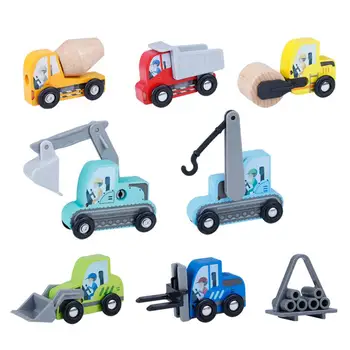 

LeadingStar 8pcs/set 1:64 Wooden Excavator Truck Car Toy Autotruck Breaking Hammer Vehicles