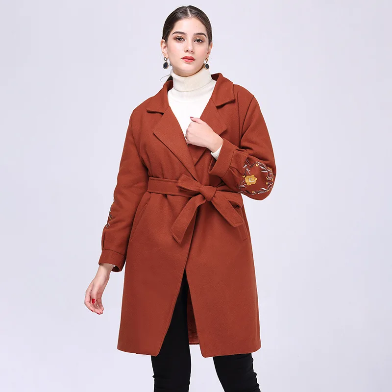 Et Manteau Pleine Femmes Veste Laine Mélange Seul Nouveau 2018 Dames Marron Manches Longs Élégant kaki Manteaux Hiver Bouton rose Solide 41PBqSB67
