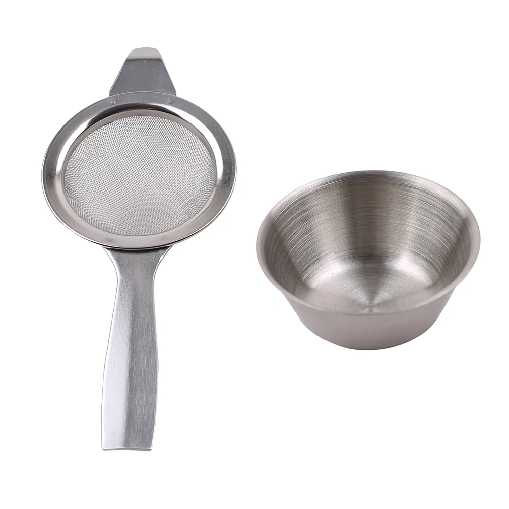 

2pcs/set Tea Making Tools Retro Tea Strainer Sifter+Loose Leaf Drip Bowl Stainless Steel Infuser At Home Or Kitchen Accessoires