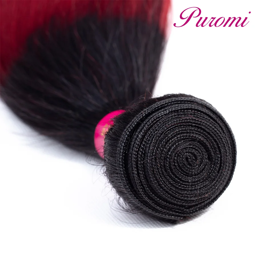 Ombre Malaysian Straight Weave Bundles 1b/burgundy 100% Remy Human Hair 3/4 pcs Puromi Hair Extensions