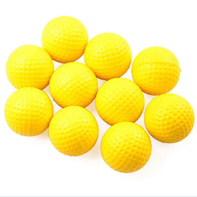 10PCS Plastic Golf Ball Outdoor Sports Yellow Soft Elastic Golf Balls