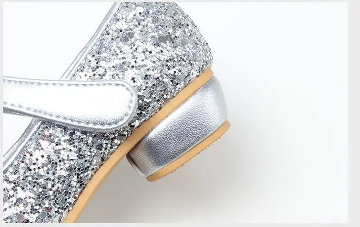 QGXSSHI кристалл для девушки обувь блестки алмаз детская принцесса обувь маленький Высокий каблук из натуральной кожи мягкие Нескользящие танцевальные туфли