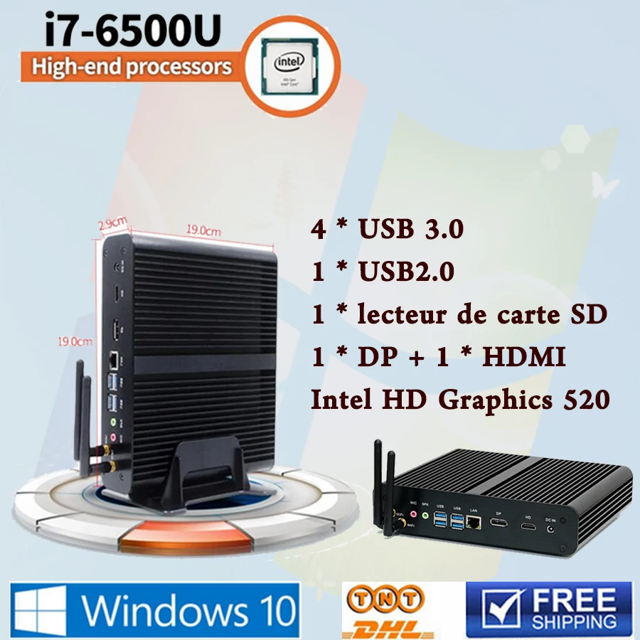 Mini PC Core i7 6500U Windows 10 Intel HD Graphics 520 Micro Computer HTPC Office games