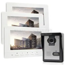 DIYSECUR 800×480 de 7 pulgadas Teléfono Video de La Puerta de Intercomunicación de Vídeo 1 Cámara de 3 Monitores para Casa/Oficina De Seguridad Del Sistema blanco