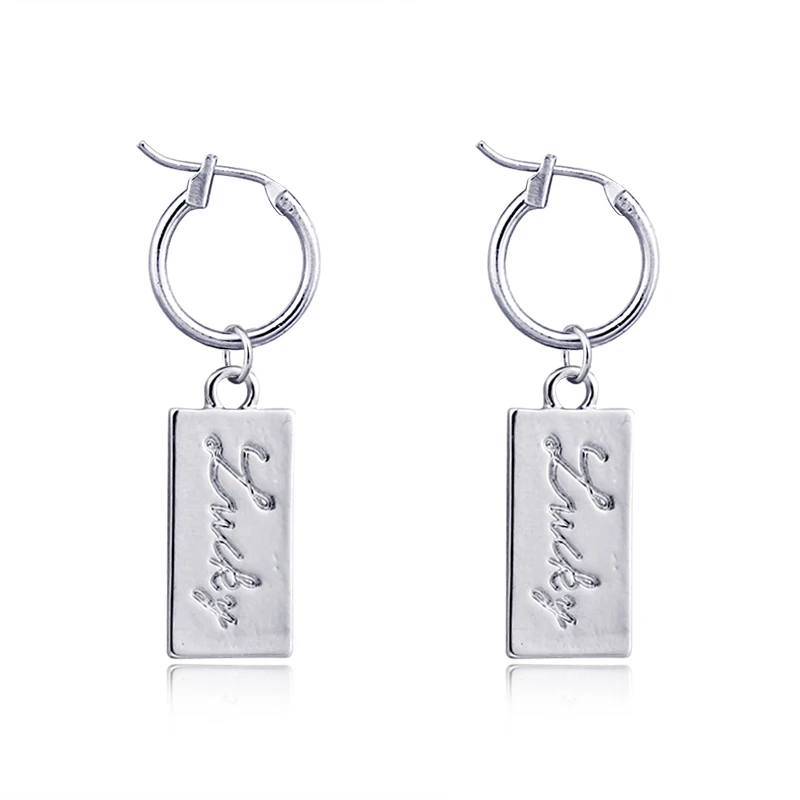 1 пара Европейский Простой Изысканный Dog Tag Фигурка на удачу серьги-кольца