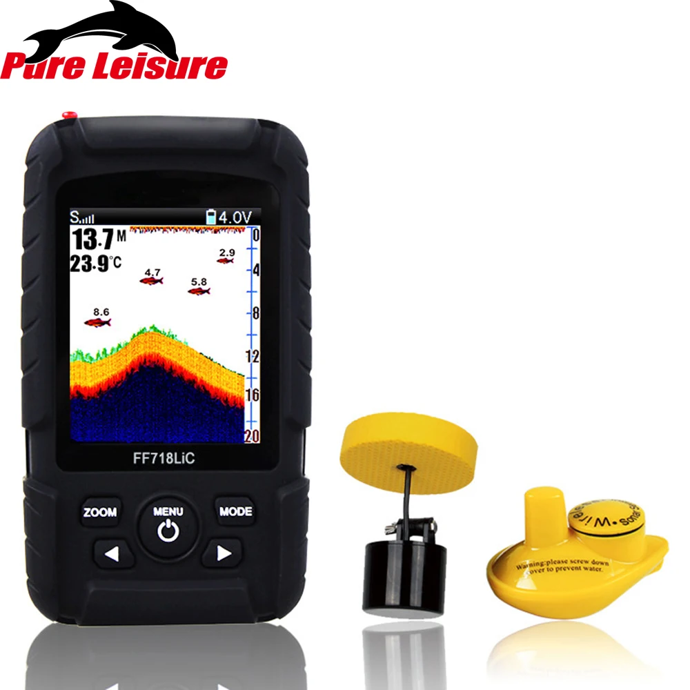 Pureleisure outlife ماء السمك السمك مكتشف اللاسلكية رصد 2 في 1 اللاسلكي سونار 2.8 بوصة معدات الصيد FF06