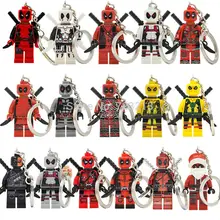 Single Sale Deadpool determine Super Hero Keychain Keys Custom Ring Keychains DIY Handmade Key Chain Building Blocks Toys Gift