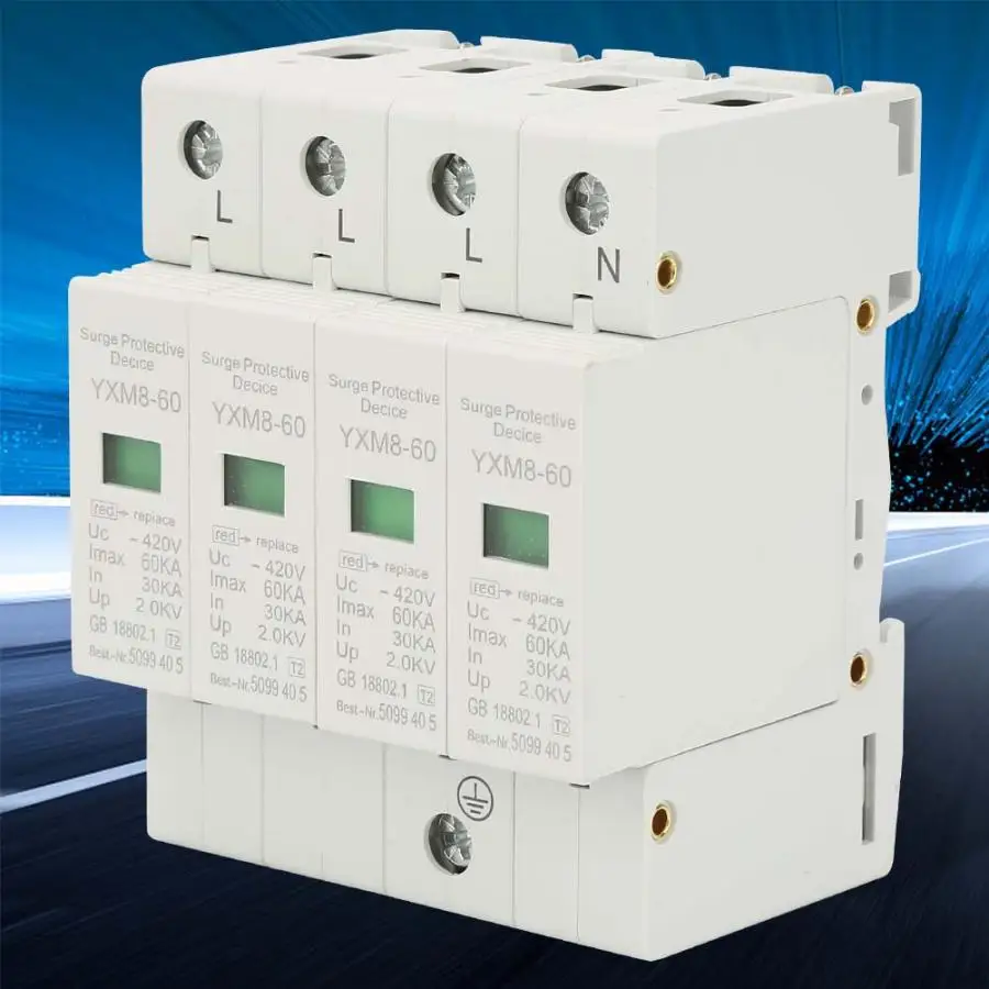 

Surge Protective Household 4P 60KA Low Voltage Surge Protective Device Lightning Arrester Protector House Surge Protector