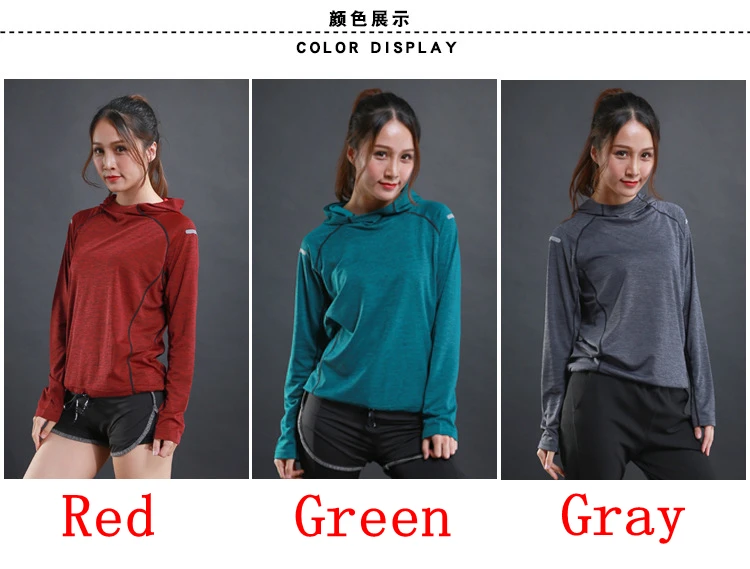 Autumn thin Women Running T Shirts Gym fitness Long Sleeves sweatshirts Quick Dry Training Breathable Hood Sports Yoga Clothing