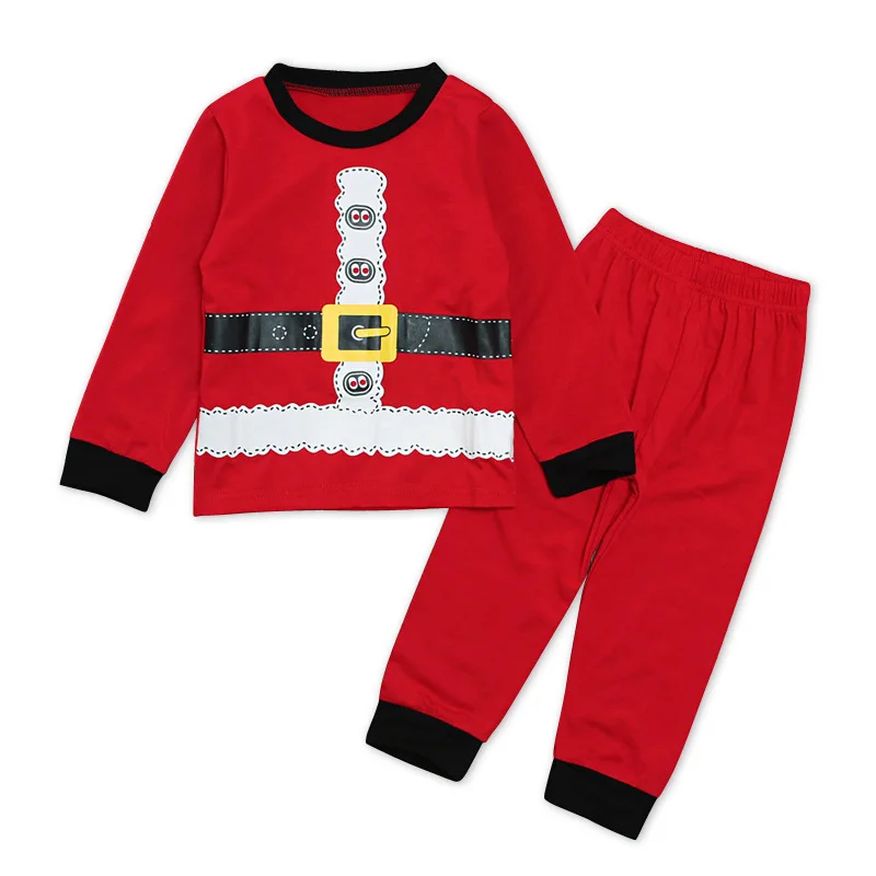 Модные осенние детские рождественские комплекты из 2 предметов Повседневный пижамный комплект для мальчиков и девочек, футболки и штаны комплекты одежды для малышей комплект из 2 предметов с длинными рукавами - Цвет: red2