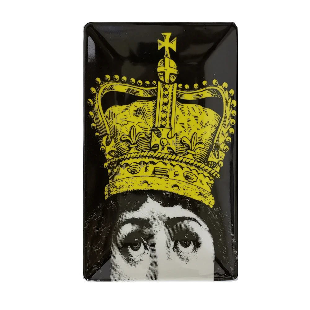 

Retro Classical Fornasetti Plate Jewelry Storage Dish Beauty Ornaments Tray Rectangular Fornasetti Ashtray Home Decorative
