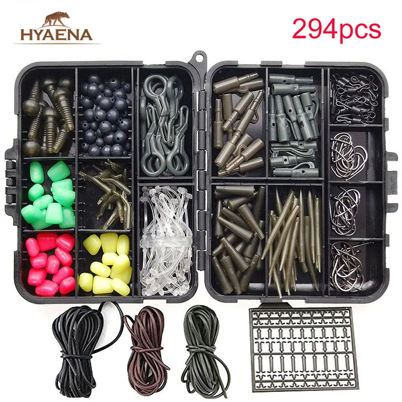 

Hyaena 294pcs/Box Carp Fishing Tackle Kit With Swivels/Hooks/Sleeves/Rubbers Tubes Set Fishing Accessories