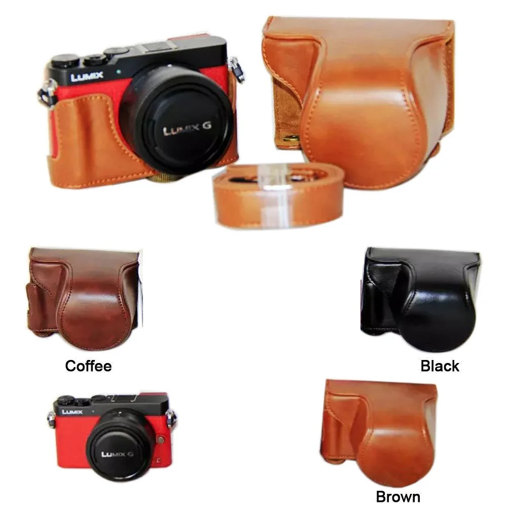 PU leather Camera Bag Case Cover Pouch with strap for Panasonic LUMIX