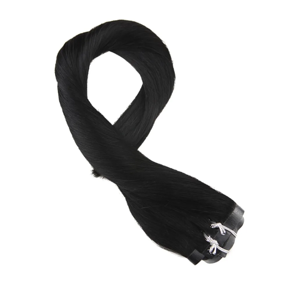 

Moresoo Off Black #1 PU Clip in Human Hair Extension Seamless Clip in Hair Extension Remy Brazilian Hair 7PCS 100G Full Head Set