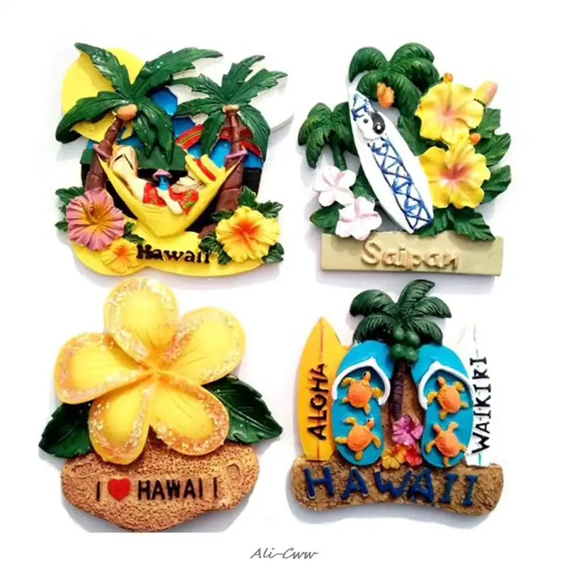 3D Magnet Fridge Sticker Kitchen Refrigerator Wall Flower Hawaiian pattern
