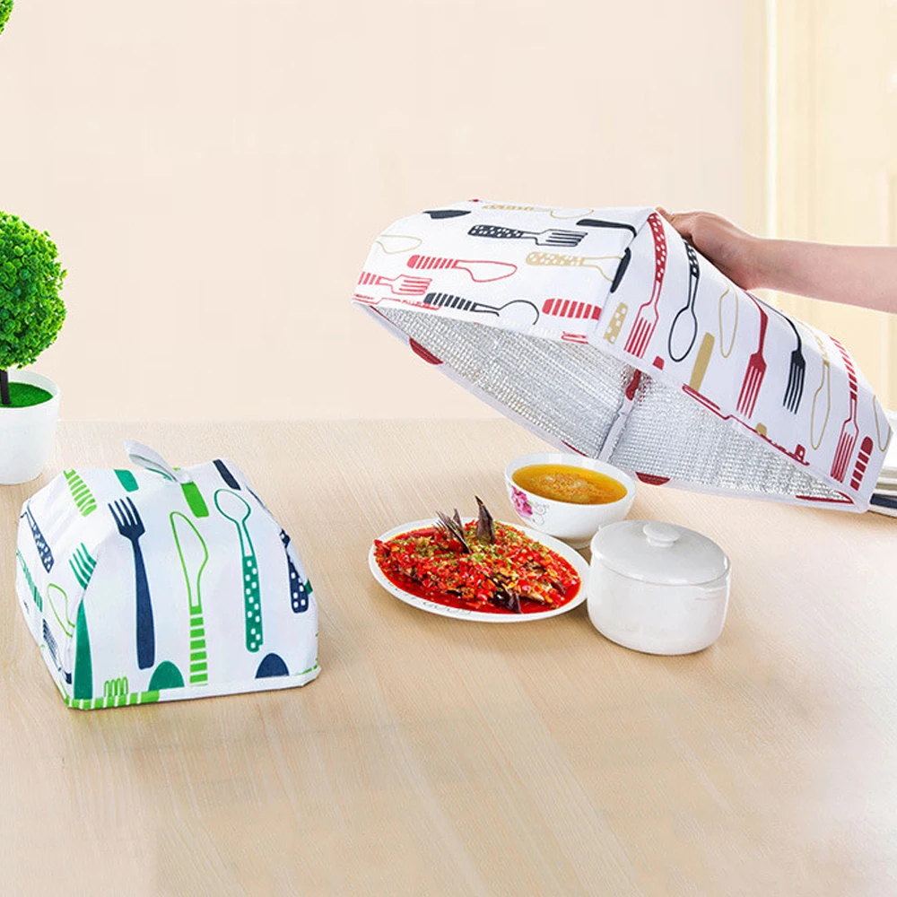 

New Portable Folding Cover Lunch Bag Aluminum Foil Dining Table Covers Dust Prevention Fly Food Cover Kitchen Gadgets