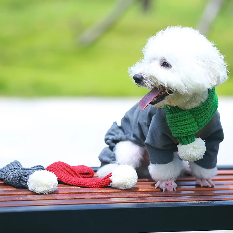 Теплый собака шарфы с изображением кошек небольшой шарф для щенка боди для чихуахуа галстук-бабочка зимние аксессуары для домашних животных, для собак воротник товар для животных