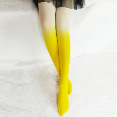 Женские чулочно-носочные изделия, сексуальные модные 120D эластичные Чулочные изделия, тонкие колготки, градиентные цвета, колготки - Цвет: yellow