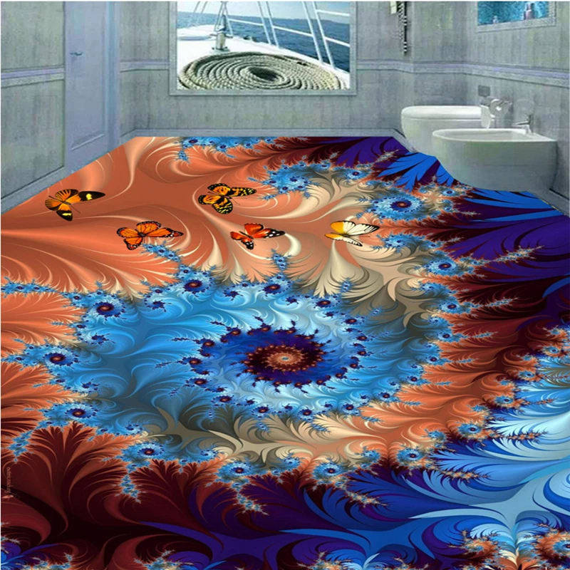 Beibehang customize 3d wallpaper waterproof Abstract flower 3d flooring