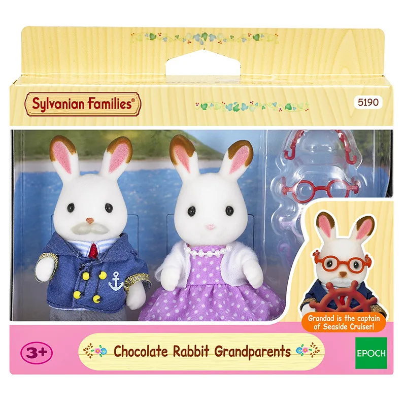 Sylvanian Families пушистый зверек кукольный рисунок шоколадный заяц бабушки и дедушки 2 предмета в комплекте девочки; дети подарок#5190