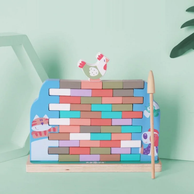Забавные курицы толкающие стены снос стены детские игрушки деревянные блоки сборка семейные вечерние игры настольные игры - Цвет: B