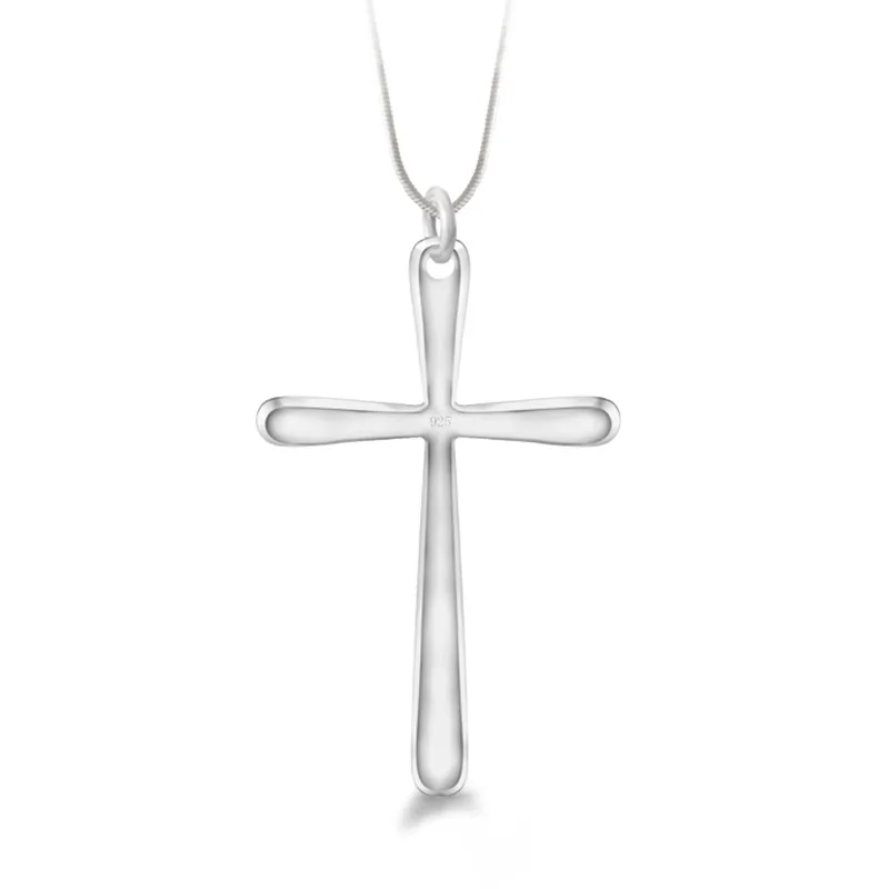 XIYANIKE Novo 925 Prata Fina Pingente de Cruz No Chian Collares Colares & Pingentes Para Mulheres Menina Jóias Finas VNS8204
