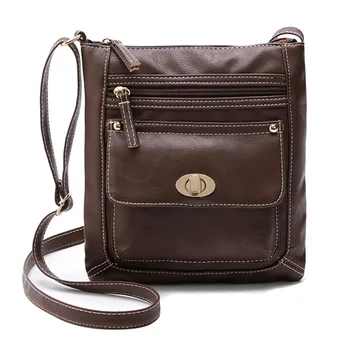 

Hot Selling Women Crossbody Shoulder Bag PU Solid Color Adjustable Strap Zipper Casual Bag for Shopping -B5