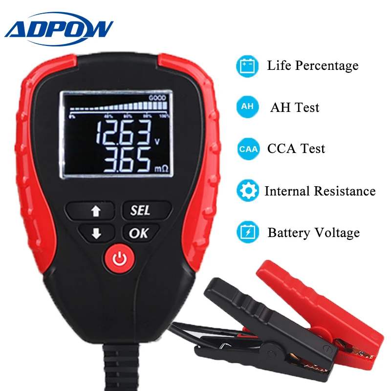 

12V Automotive Load Battery Tester Digital Analyzer of Battery Life Percentage Voltage Resistance and AH CCA Value