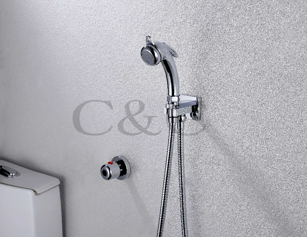 Ванная комната/Туалет настенный ручной душ для биде с термостатический кран клапан и 150 см шланг A801D