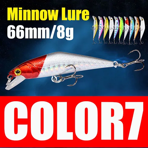 Afishlure 66 мм/8 г Гольян приманки тонущие жесткие приманки Iscas искусственные Pesca Leurre Dur Peche приманка для рыбалки ABS жесткая приманка D-Minnow - Цвет: Color7