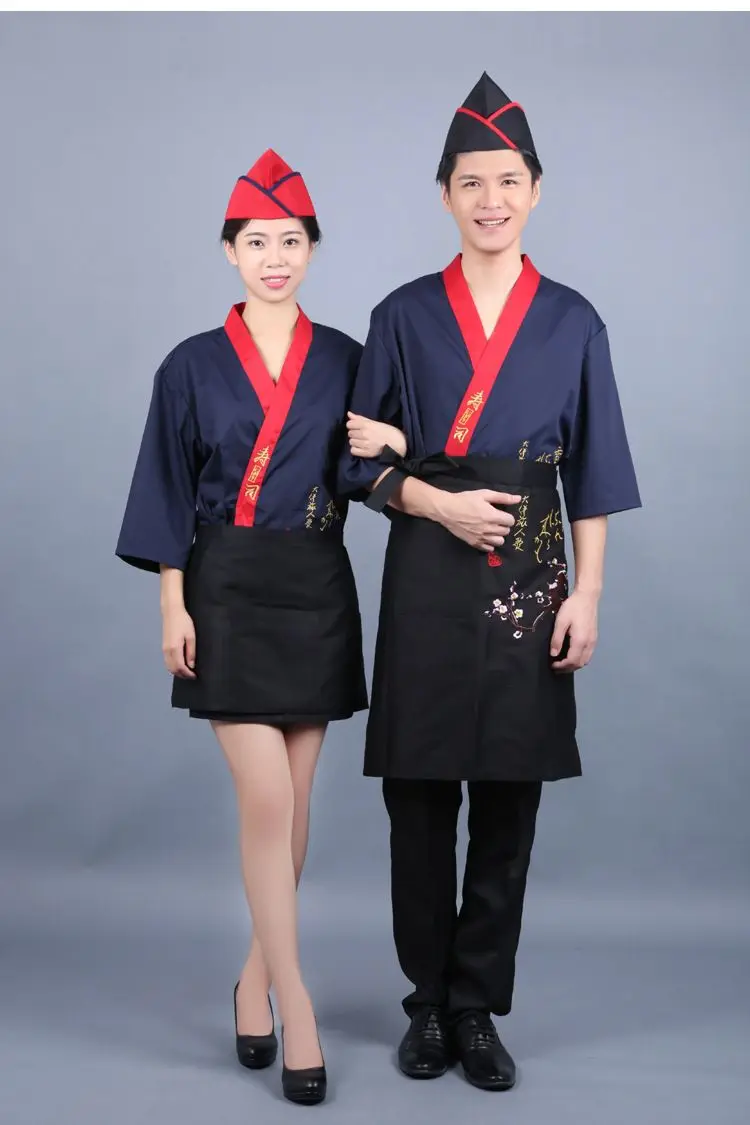 Унисекс японский стиль шеф-повара Униформа японский шеф-повара кимоно для обслуживания работы одежда рубашка для шеф-повара суши кимоно