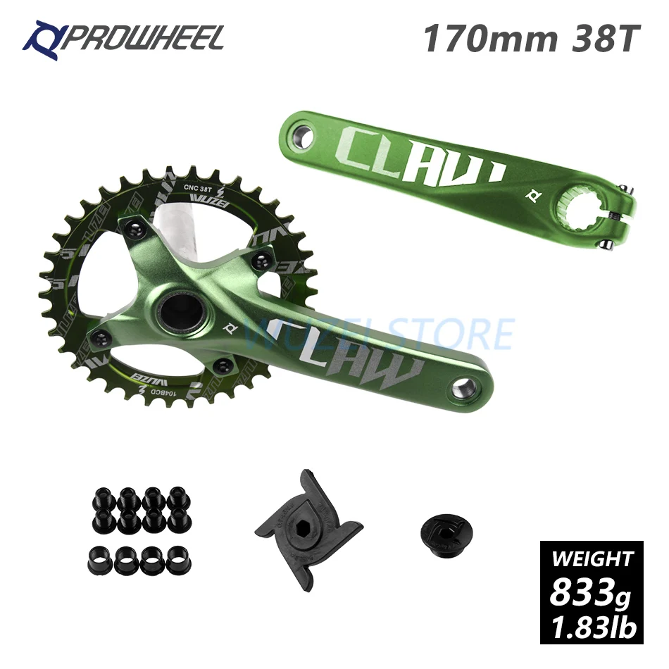 Prowheel 104 BCD mtb шатун со звездочками для велосипеда пластины 170 мм/30/32/34/36/38 T Круглый звездочки шатун для горного велосипеда комплект велосипед Запчасти - Цвет: 170mm Green 38T