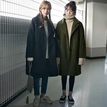 Loose Long Section Woolen Coat Women Autumn Winter Over The Knee Korean Version of The Coat 2017 new korean children s clothing coat boy in the long section of the coat autumn and winter clothes thick wool jacket