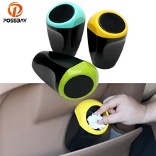 POSSBAY мусорное ведро для автомобиля Экологичное пластиковое ведро для хранения мини-автомобилей мусорное ведро прессованного типа круглая авто корзина для мусора
