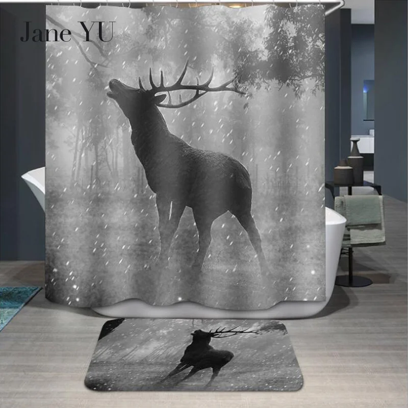 

Forest Elk Waterproof and Mildewproof Polyester Printing Shower Curtains Bathroom Covering Curtains Customizable quality