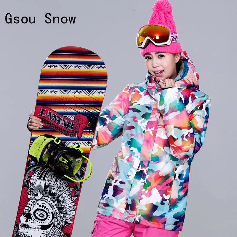 النساء gsou الفرقة الرياضة التزلج على الجليد في يندبروف ماء ارتداء التخييم ركوب الإناث رشاقته معطف الحرارية الدافئة