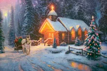 

Christmas Chapel I Thomas Kinkade HD Canvas Print Home Decoration Living Room Bedroom Wall Pictures Art Painting