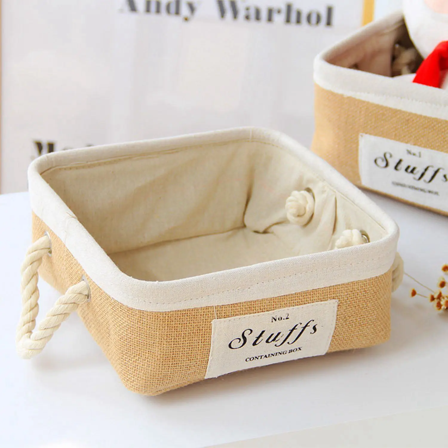 

Nordic style jute eva storage box thickening Japan and South Korea simple patch stuffs cotton tabletop storage box