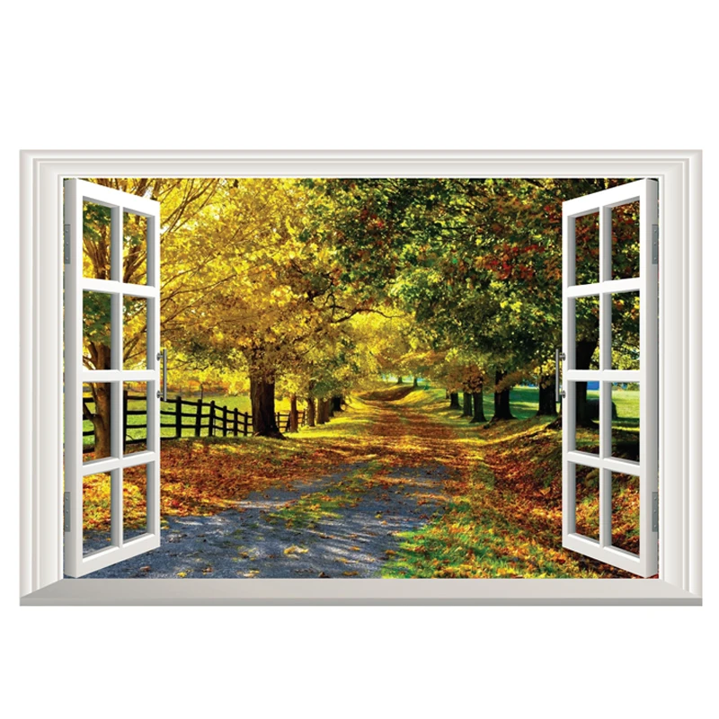 Large Maple Boulevard 3D Window View Removable Wall Art Sticker Decal